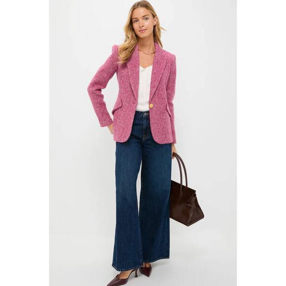 L'agence Pink Multi Herringbone Chamberlain Blazer US 4 - Picture 2 of 10